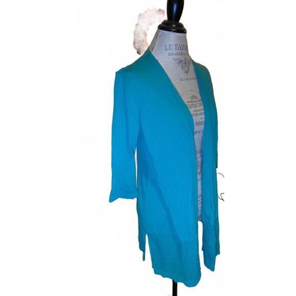 Chico Long Open Front Cardigan with 3/4 Sleeves - Picture 2 of 9